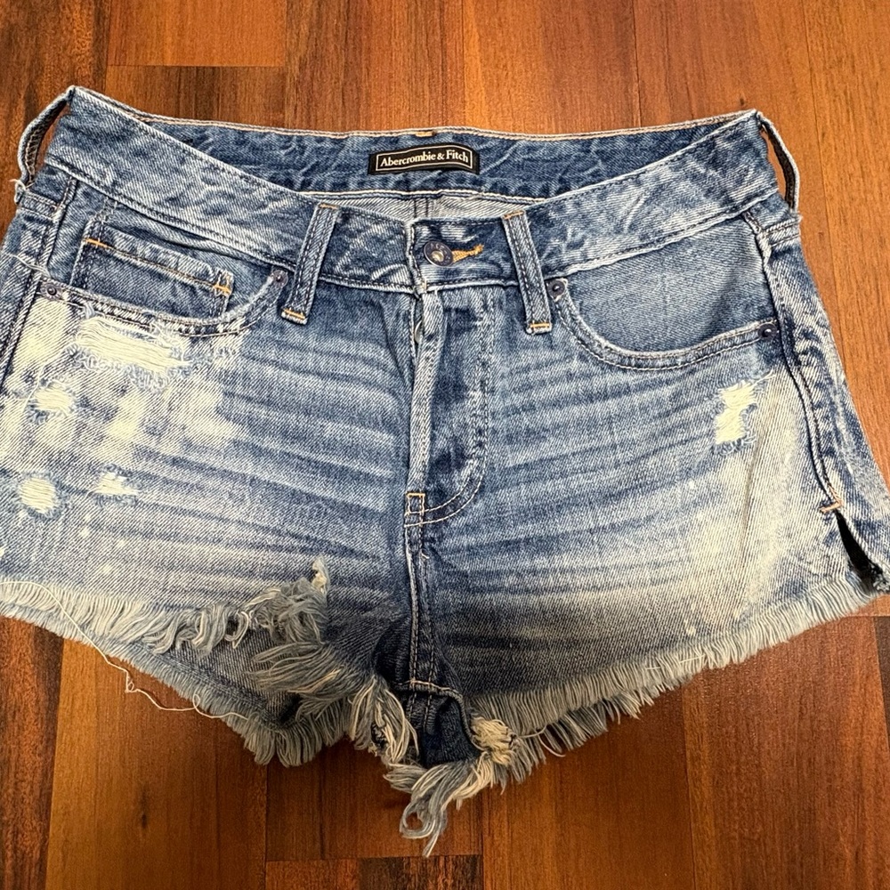 Abercrombie & Fitch Distressed Blue Jean Shorts